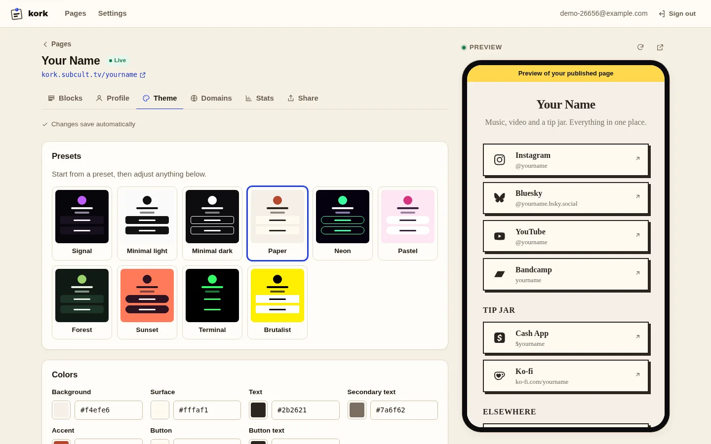 Kork interface
